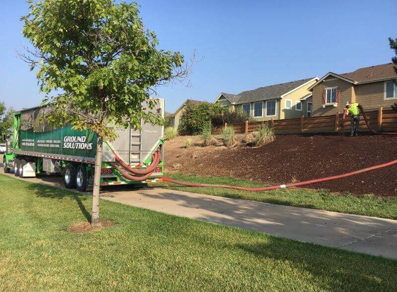 Blower Truck Service for Blownin Mulch from Ground Solutions