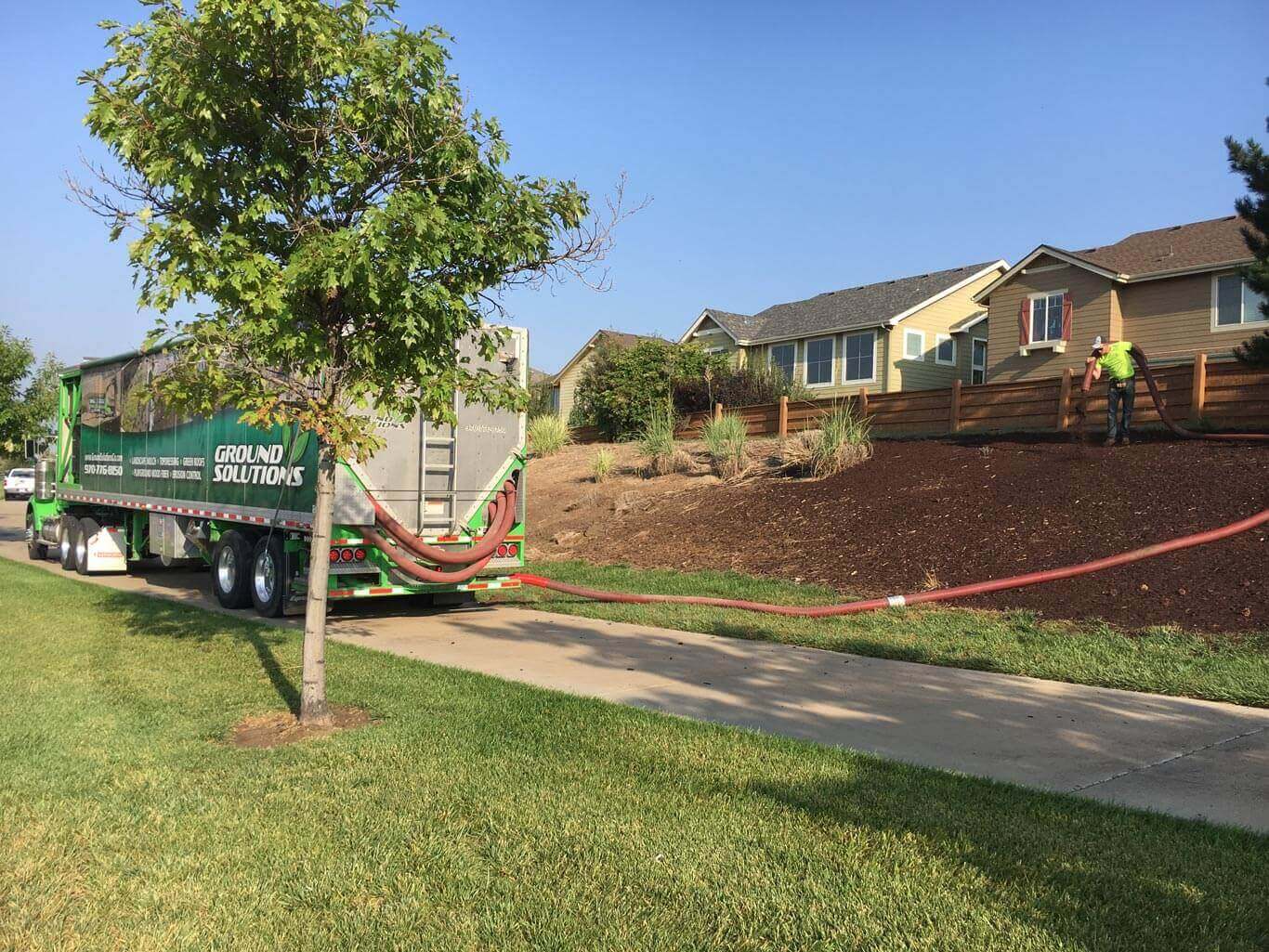 BlownIn Mulch and Bark Landscaping Installation Ground Solutions