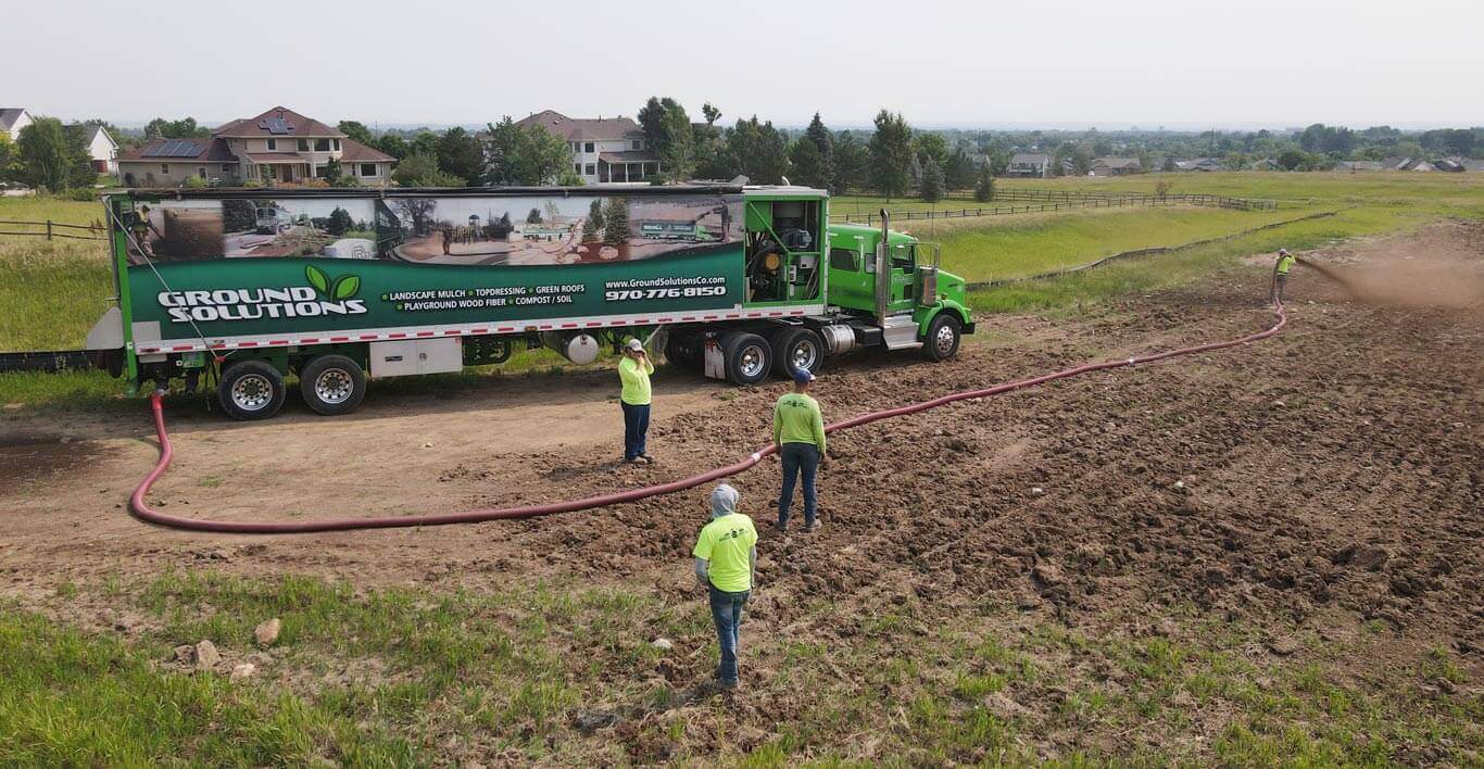 Blower Truck Service for Blownin Mulch from Ground Solutions